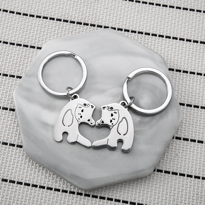 Wholesale Stainless Steel Bixin Cat Couple Pendant Key Chain